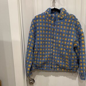 Blue and Yellow Checkered Fleece Jacket